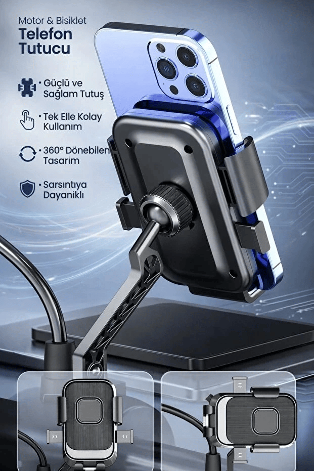 Xy-089 Motosiklet & Bisiklet Ayna Baglantılı Telefon Tutucu