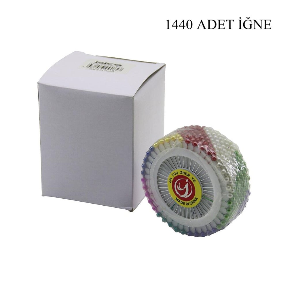YUVARLAK DİSK STANDLI 1440 ADET RENKLİ TOPLU BAŞÖRTÜ İĞNESİ (3936)