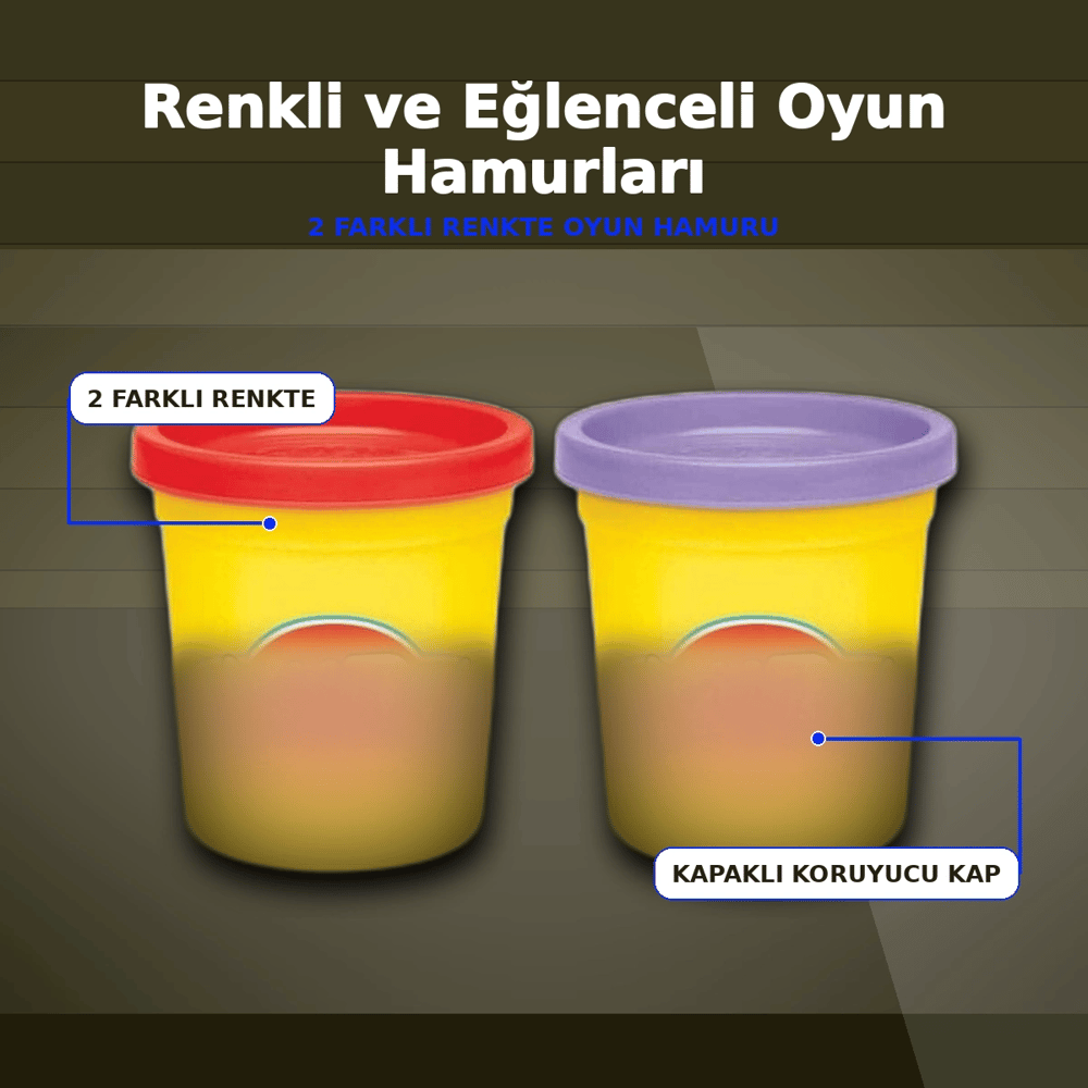 Yaratıcılığı Geliştiren 2li Oyun Hamuru Seti - Rastgele Renklerle 1 Paket