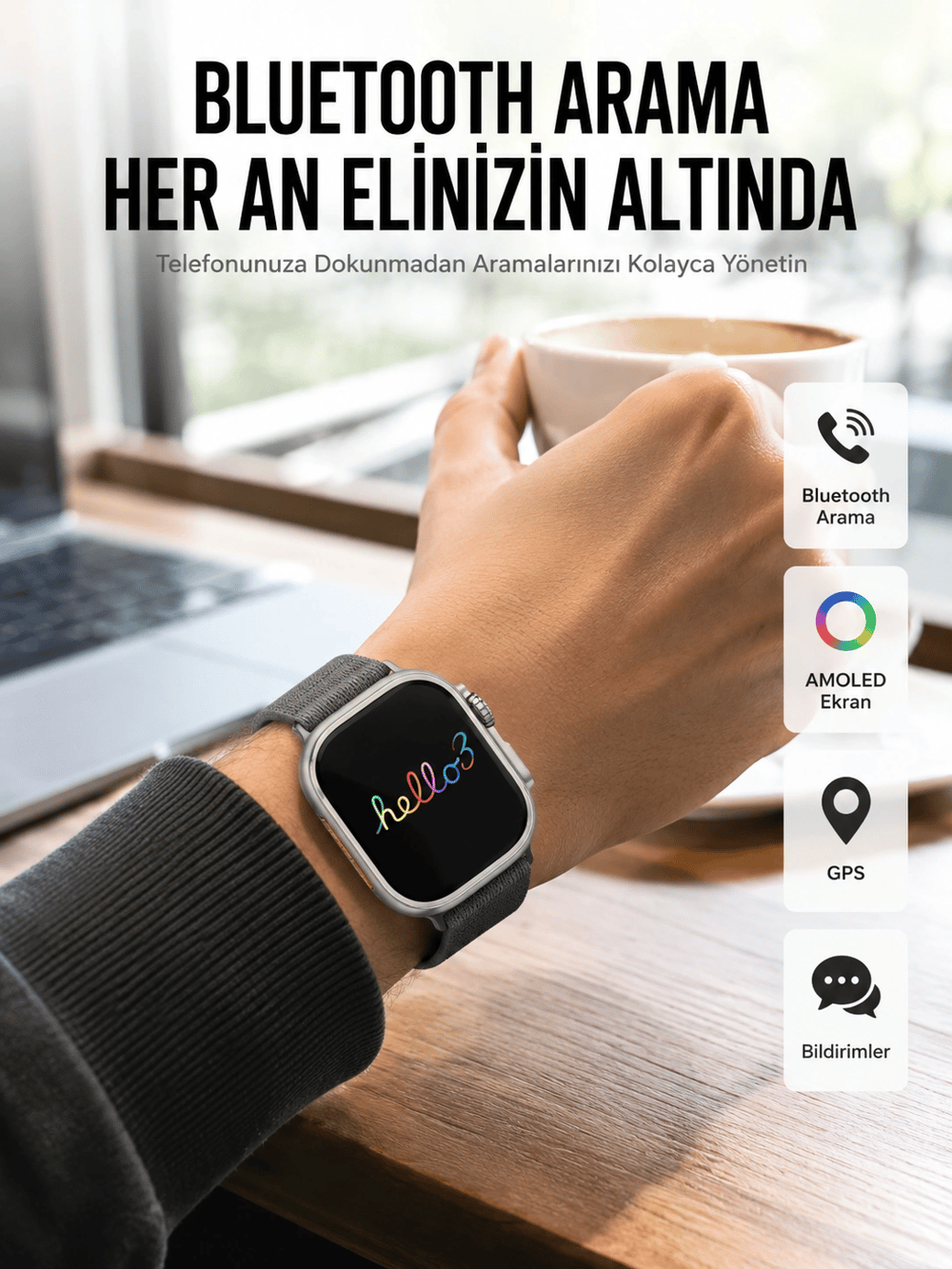 Yeni Nesil 3 Kordonlu Kol Saati 49 MM Amoled Ekran Akıllı Saat