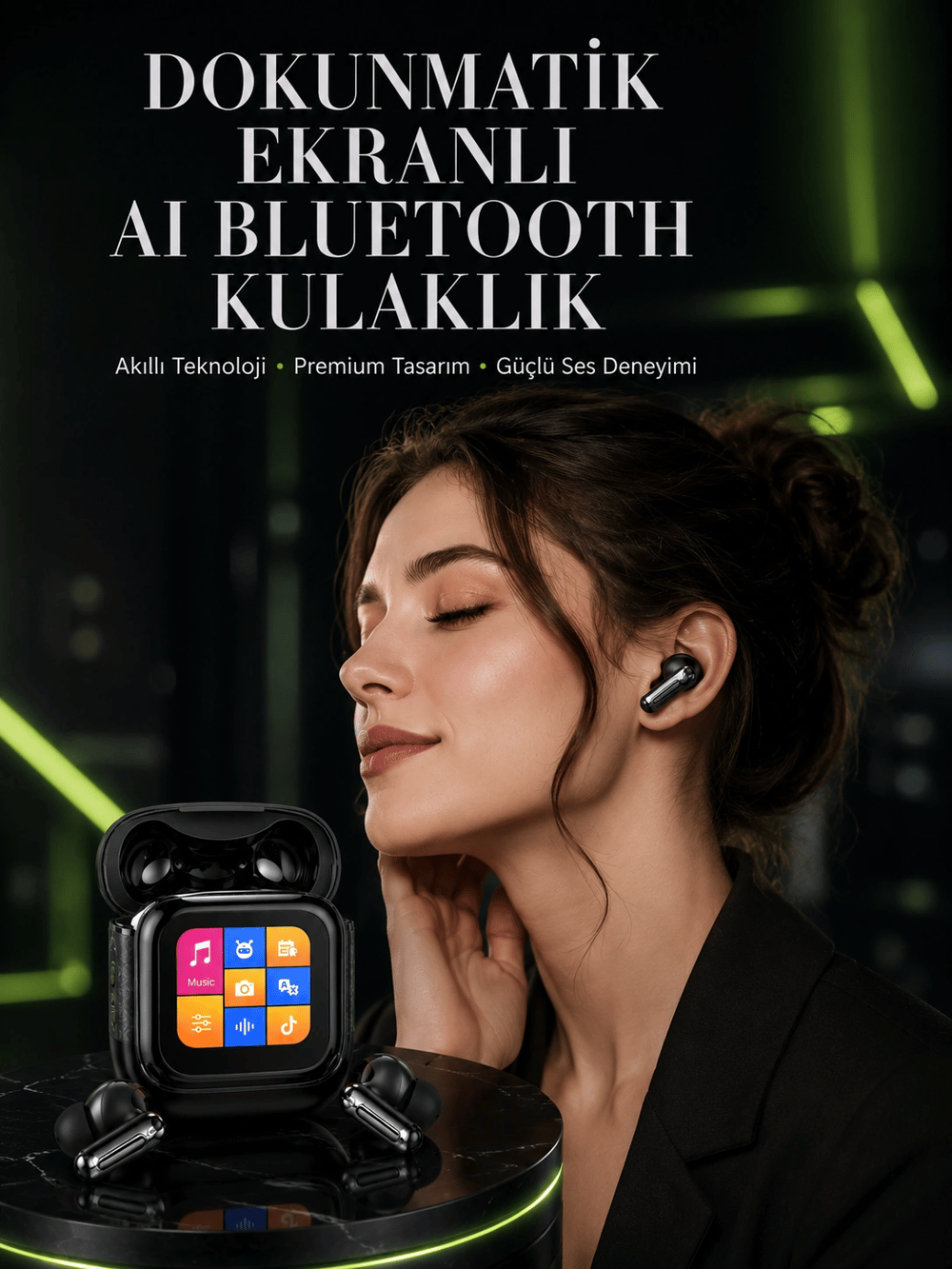 Yeni Nesil AI Bluetooth Kulaklık Akıllı Dokunmatik Ekranlı