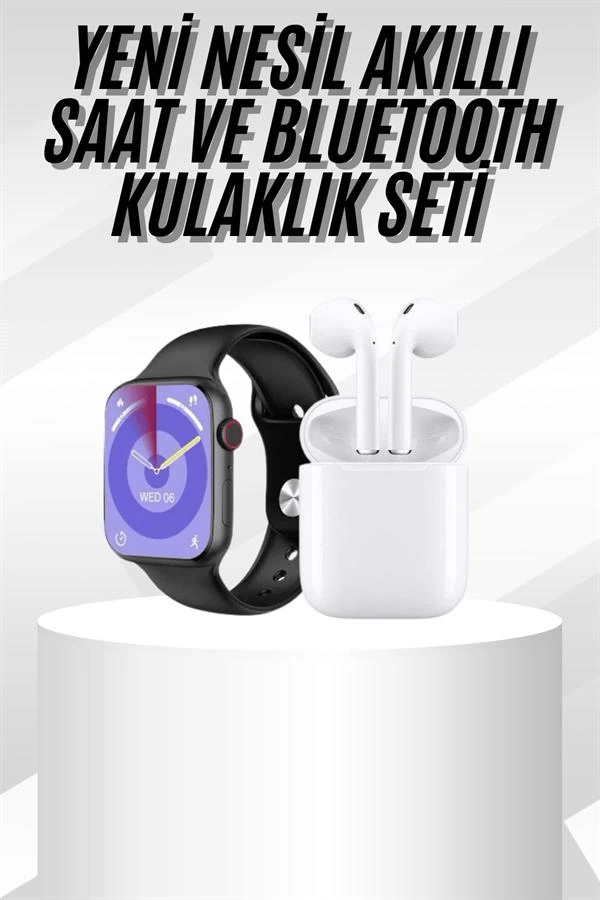 Yeni Nesil Akıllı Saat Ve Kulaklık Seti Gümüş Kasa Zarif Tasarım Çok Fonksiyonlu