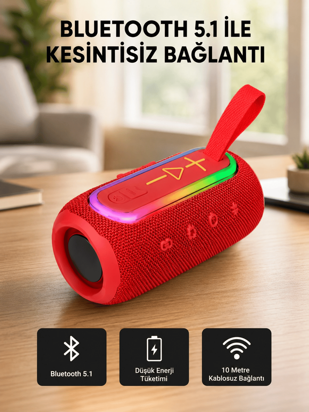 Yeni Nesil Bluetooth 5.1 Hoparlör – Güçlü Ses, Hızlı Bağlantı, Uzun Pil Ömrü