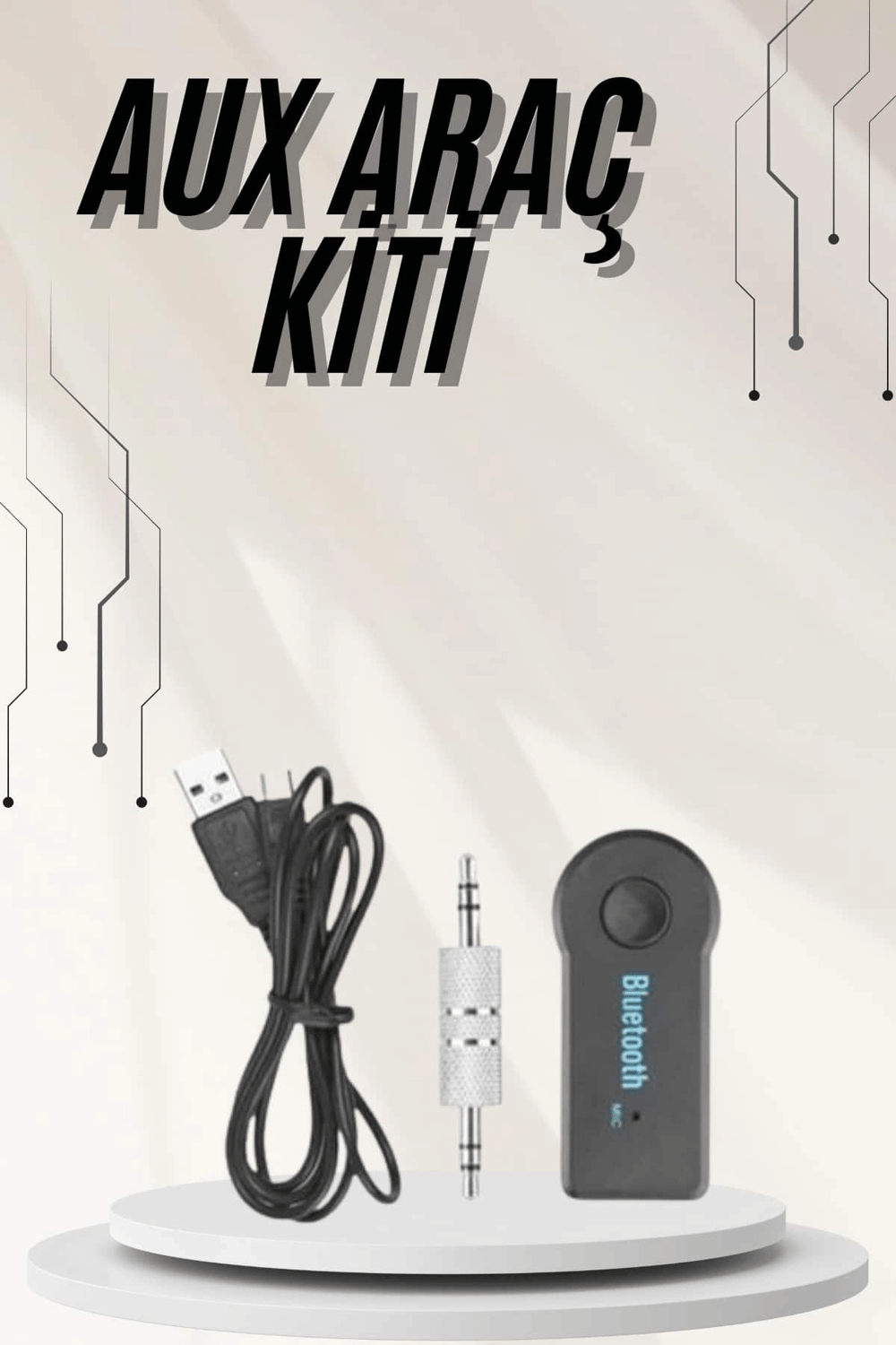 Yeni Nesil Bluetooth Aux Araç Kiti Siyah TV Tablet Telefon Araç Araba
