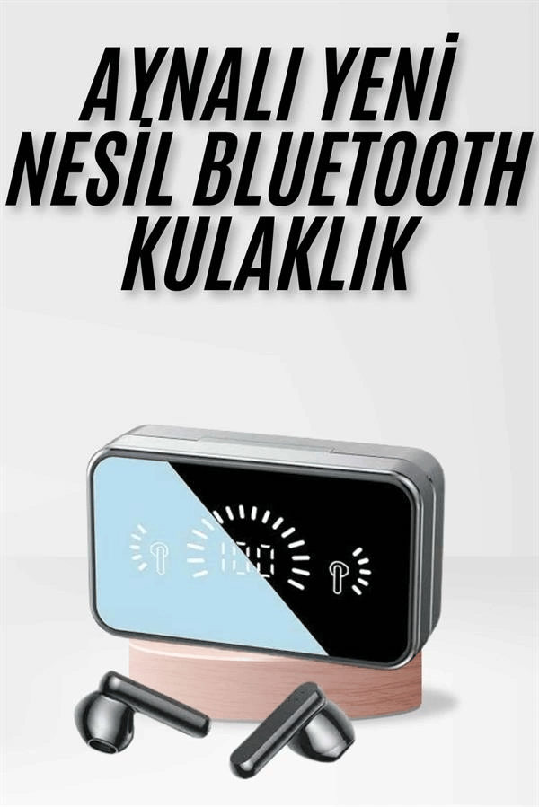 Yeni Nesil Kablosuz Kulaklık Aynalı Powerbank Özellikli Bluetooth Bağlantılı Dijital Göstergeli
