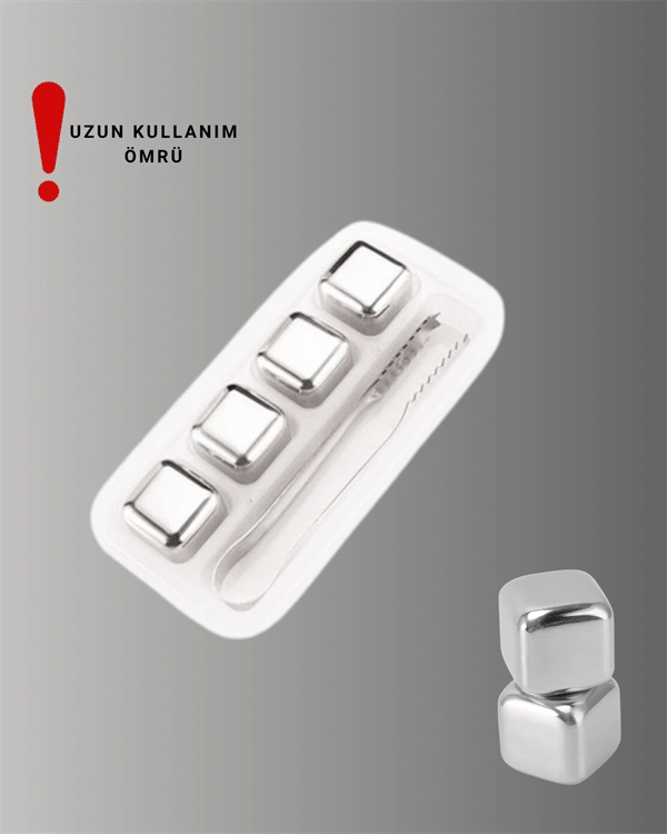 Yeniden Kullanılabilir 304 Çelik Metal Buz Küpleri 4lü Set