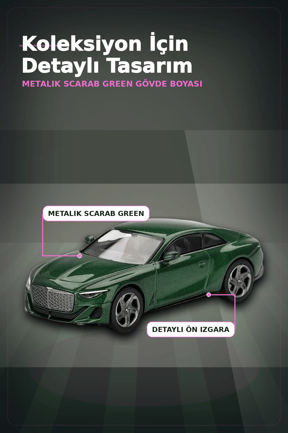 Yeşil Renkli 1/64 Ölçek Bentley Batur Diecast Model Araba - Koleksiyonluk Tekli Paket BX-313340
