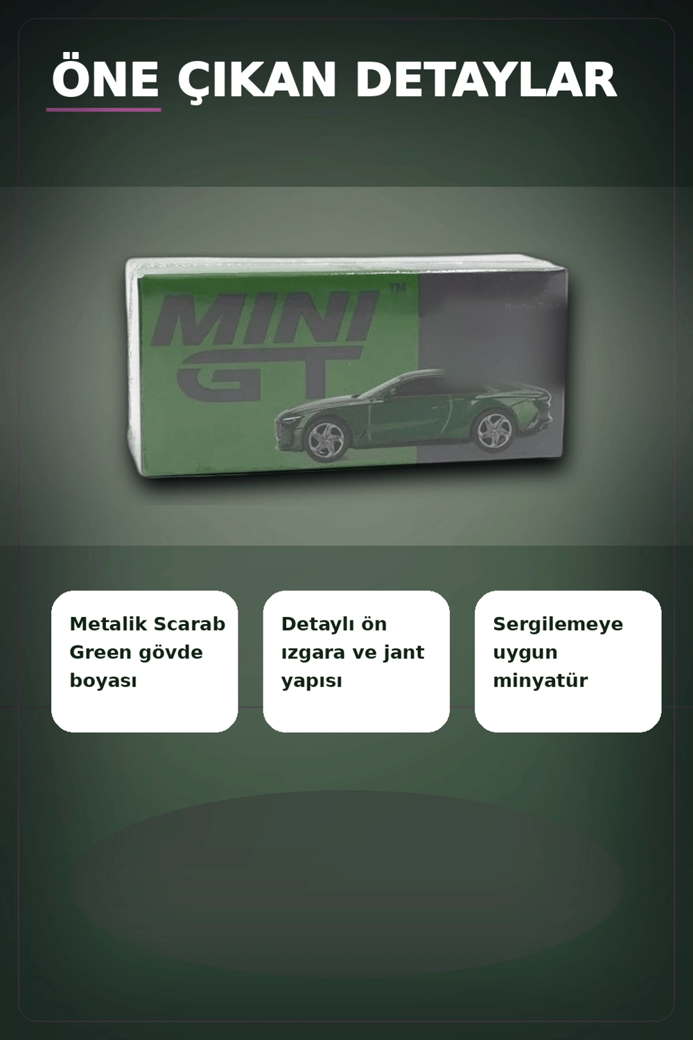 Yeşil Renkli 1/64 Ölçek Bentley Batur Diecast Model Araba - Koleksiyonluk Tekli Paket BX-313340