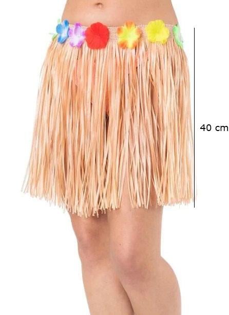 Yetişkin ve Çocuk Uyumlu Saman Renk Püsküllü Hawaii Luau Hula Etek 40 (3936)
