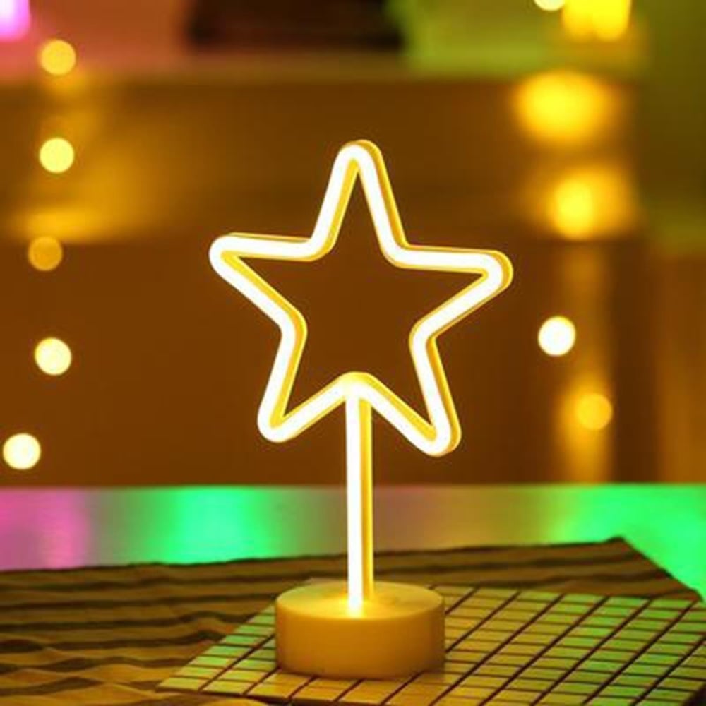 Yıldız Tasarımlı Neon Led Masa Ve Gece Lambası Dekoratif Işık (3936)