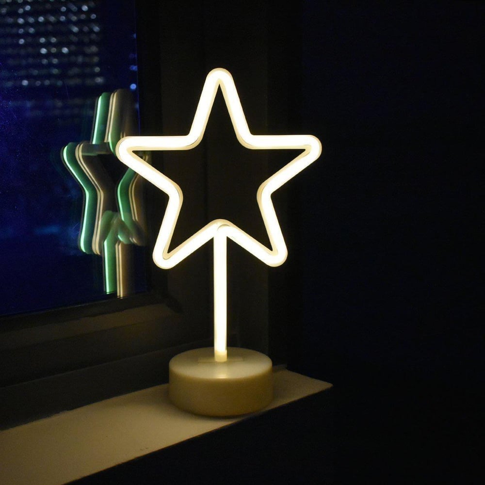 Yıldız Tasarımlı Neon Led Masa Ve Gece Lambası Dekoratif Işık (3936)