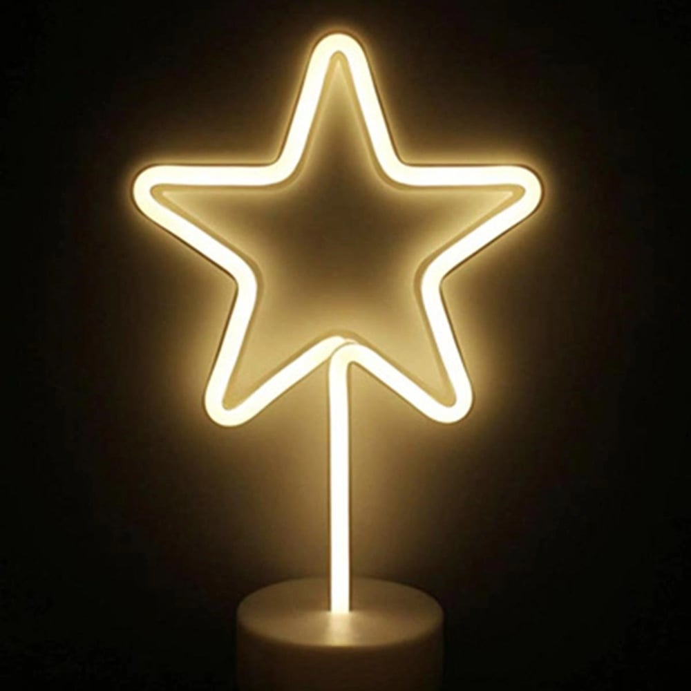 Yıldız Tasarımlı Neon Led Masa Ve Gece Lambası Dekoratif Işık Bx40