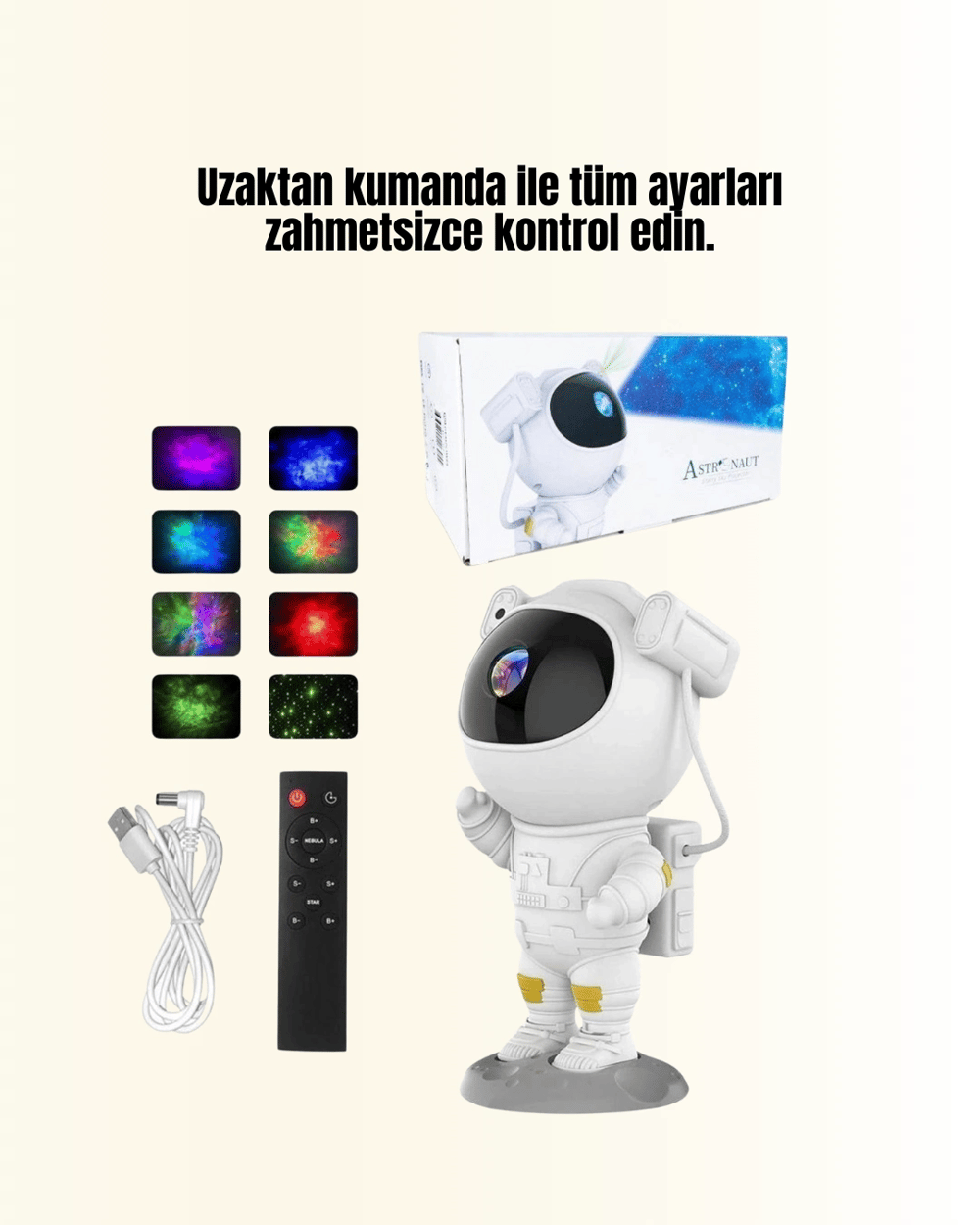 Yıldız ve Ay Efektli Uzaktan Kumandalı Projeksiyon Lamba