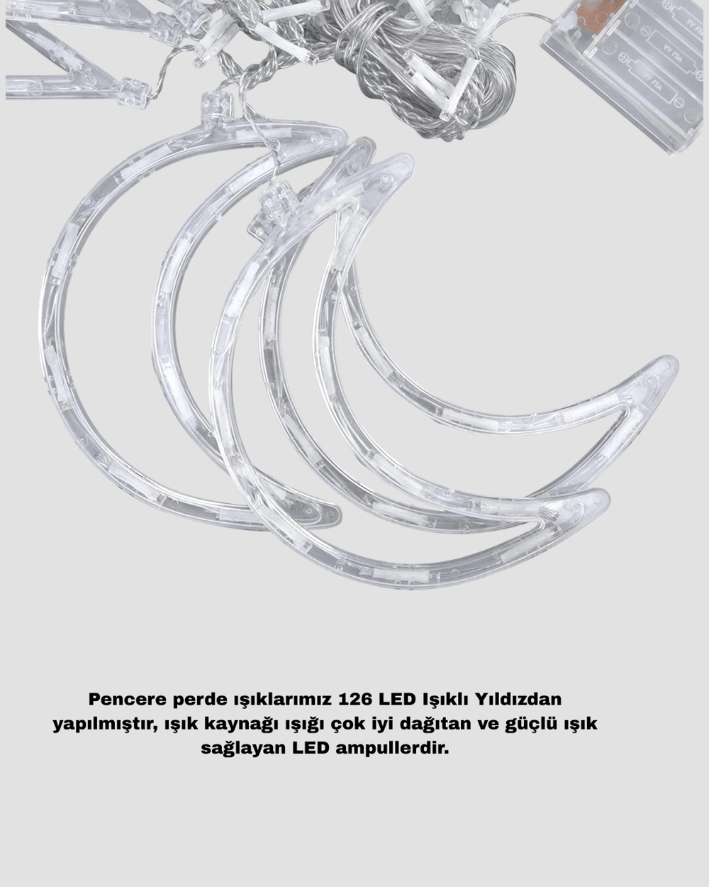 Yıldız ve Ay Figürlü Prizli Perde LED Işık Romantik Ortam Aydınlatması