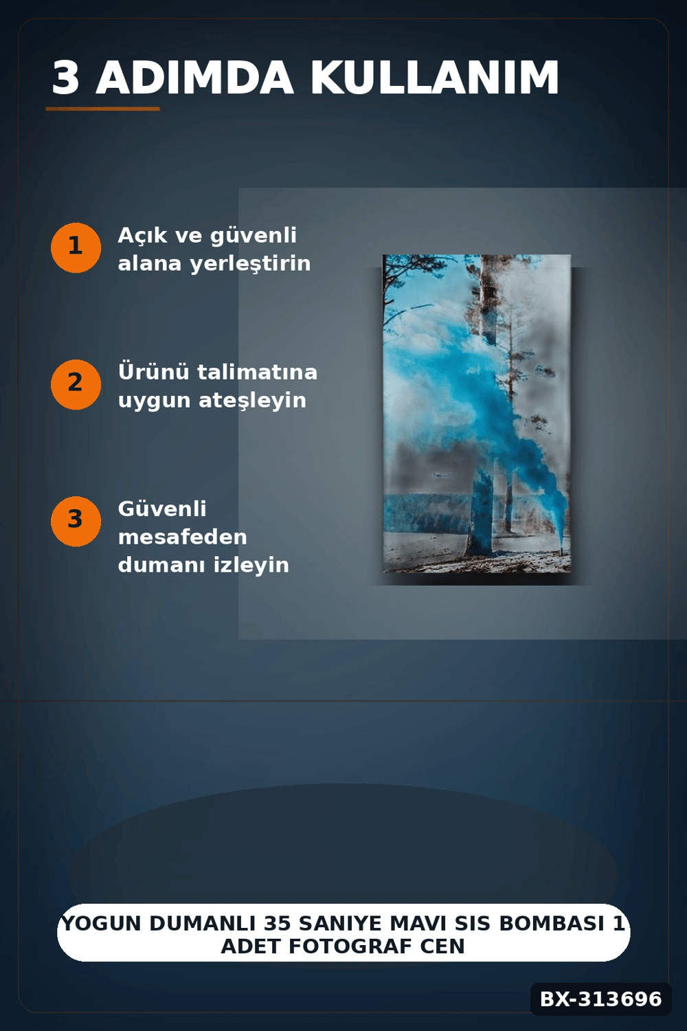 Yogun Dumanli 35 Saniye Mavi Sis Bombasi 1 Adet Fotograf Cenikleri Icin Parti Malzemesi BX-313696