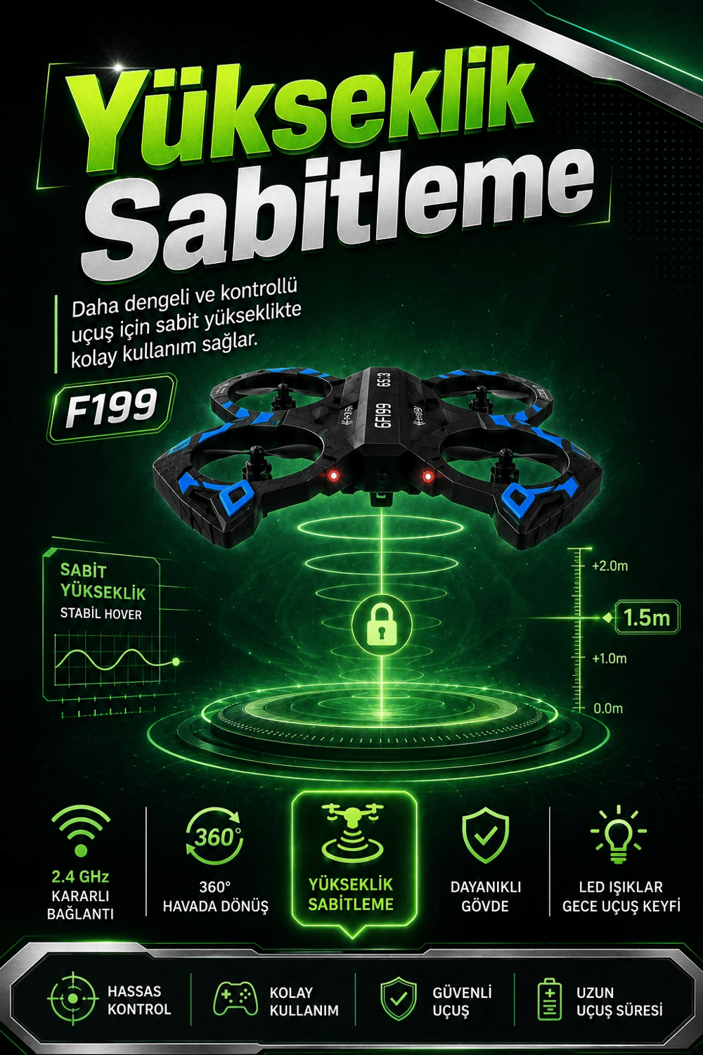 Yönsüz Mod Destekli Uzaktan Kumandalı Uçak Drone 2.4G Frekanslı Eğlenceli Oyuncak