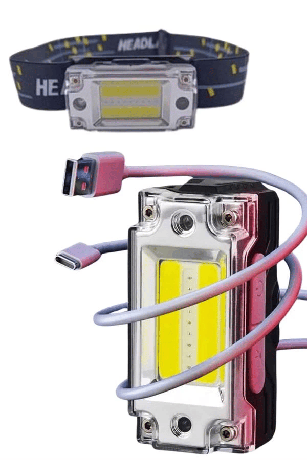 Yüksek Işıklı Şarjlı ve Sensörlü LED Kafa Lambası Kamp Lambası