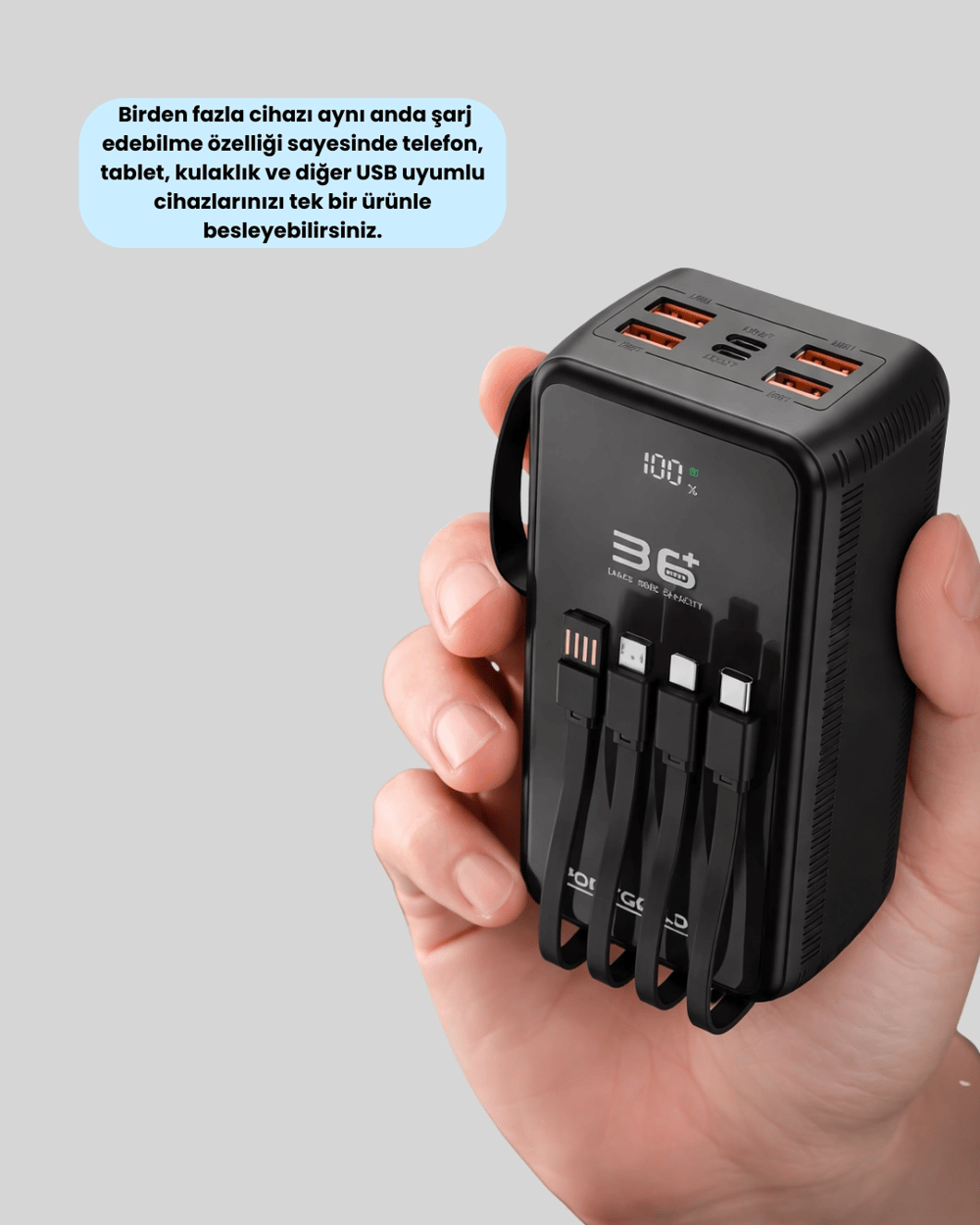Yüksek Kapasiteli Powerbank Hızlı Şarj ve Kablosuz Destekli