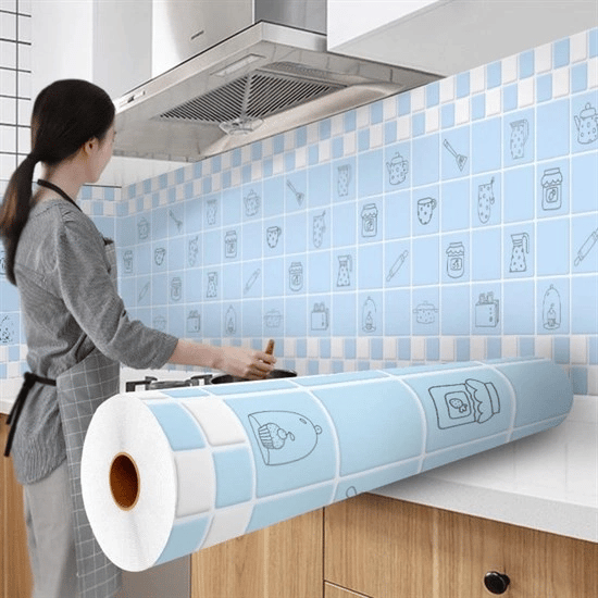 Yüksek Sıcaklığa Dayanıklı Kendiliğinden Yapışkanlı Film Su Ve Yağ Geçirmez Duvar Folyosu 5mt X 60 Cm Bx40