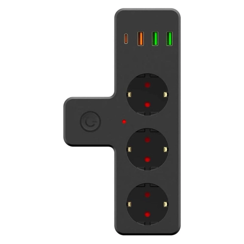 Yumurcak Shop Termal Akım Korumalı 3 Adet Soket,3 Adet USB ve 1 Adet Type-C Girişli 20w Priz Model 3397