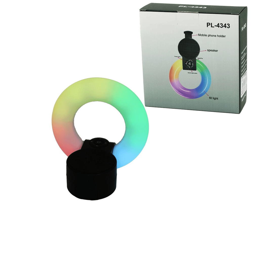 Yuvarlak Halka - Plastik Gövde Bluetooth Wireless Mini Hoparlör Speaker Usb Şarjlı - Işıklı Telfon Tutucu 5w Pl-4343 Bx40