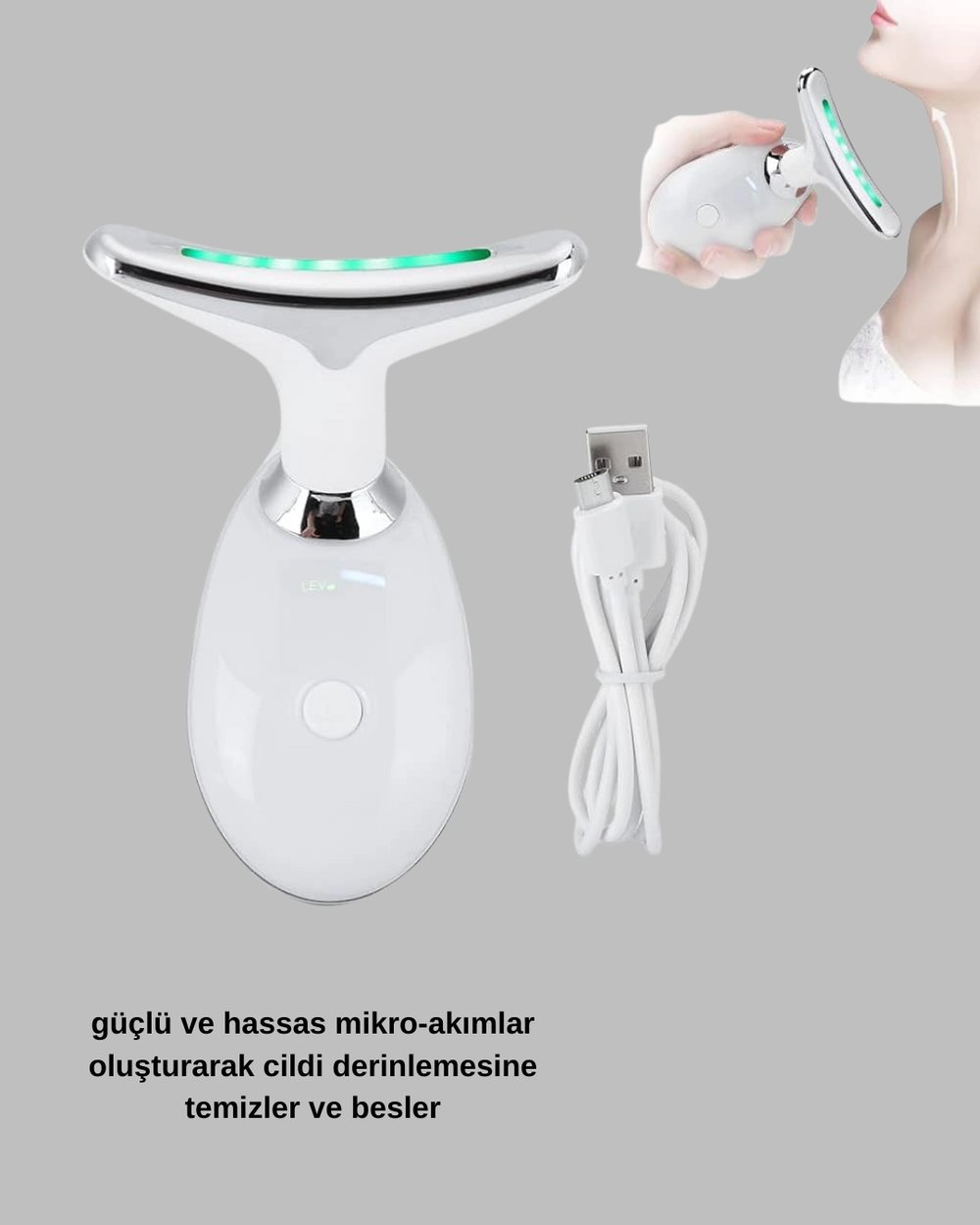 Yüz ve Boyun Sıkılaştırıcı Cilt Bakım Cihazı | EMS Mikro Akım & Kırışıklık Giderici
