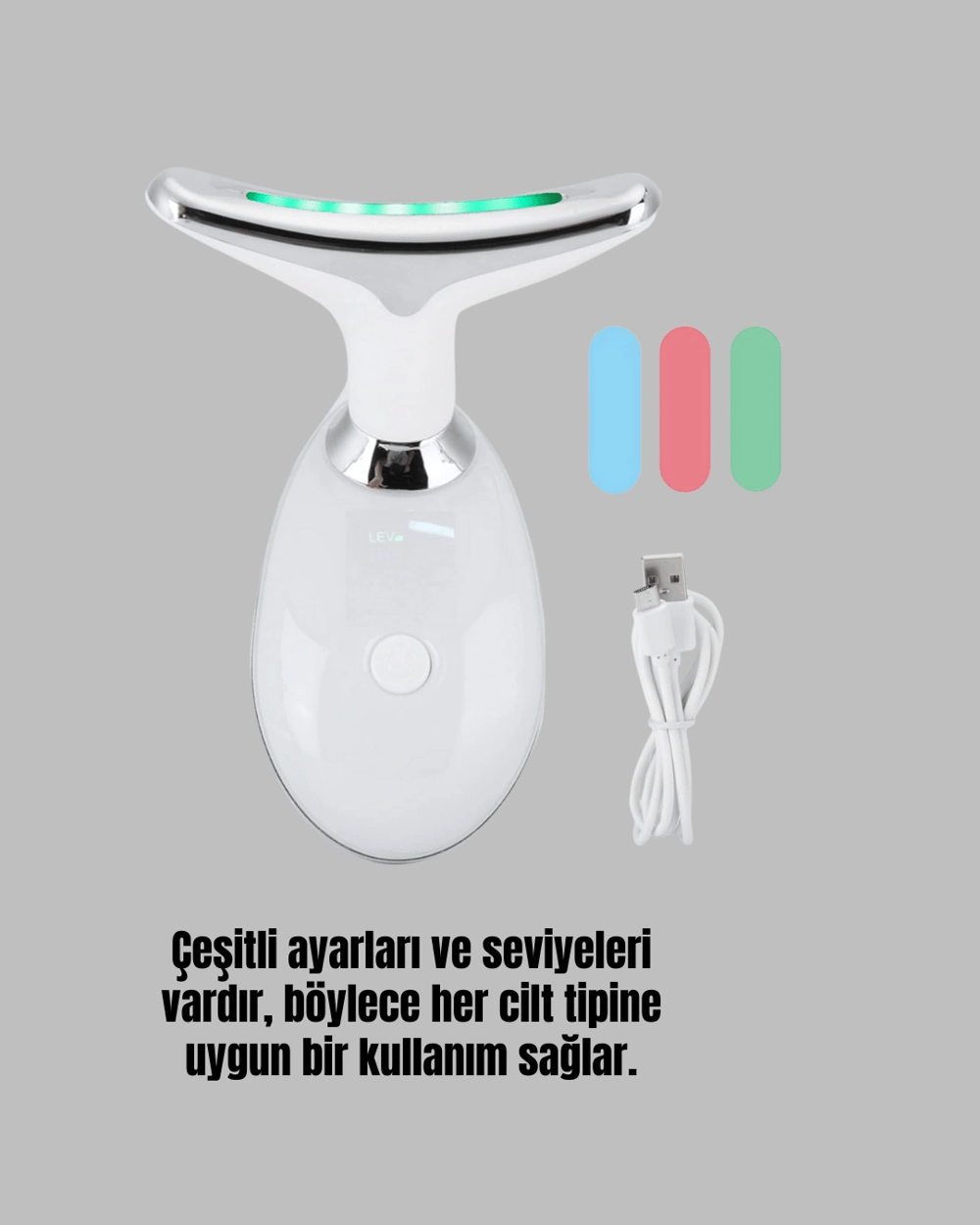 Yüz ve Boyun Sıkılaştırıcı Cilt Bakım Cihazı | EMS Mikro Akım & Kırışıklık Giderici