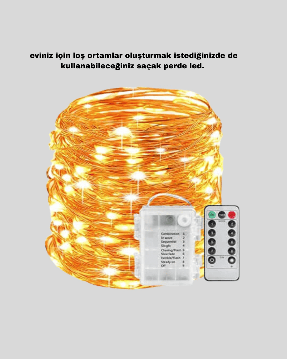 Zaman Ayarlı 8 Modlu Günışığı Perde Led Işık USB Çalışma Yeni Nesil