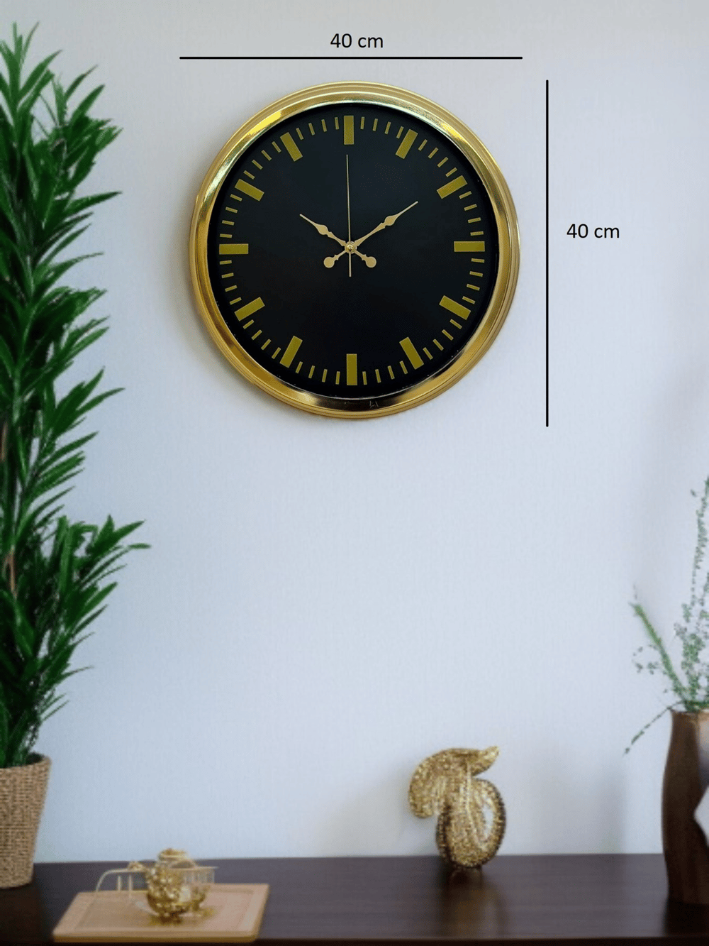 Zarif Klasik Stil 40 Cm Metal Gold Duvar Saati