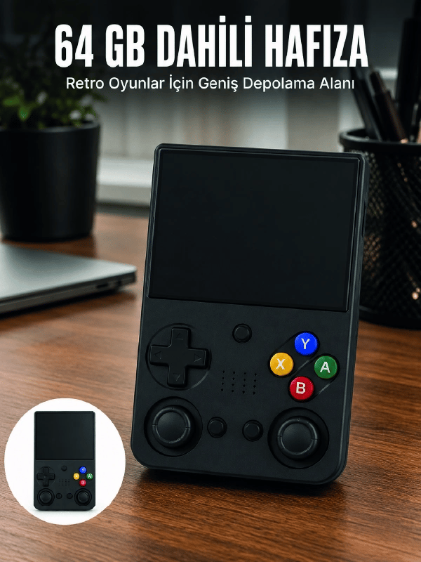 aşınabilir Retro El Oyun Konsolu 64GB Hafızalı IPS Ekranlı  Oyun Cihazı