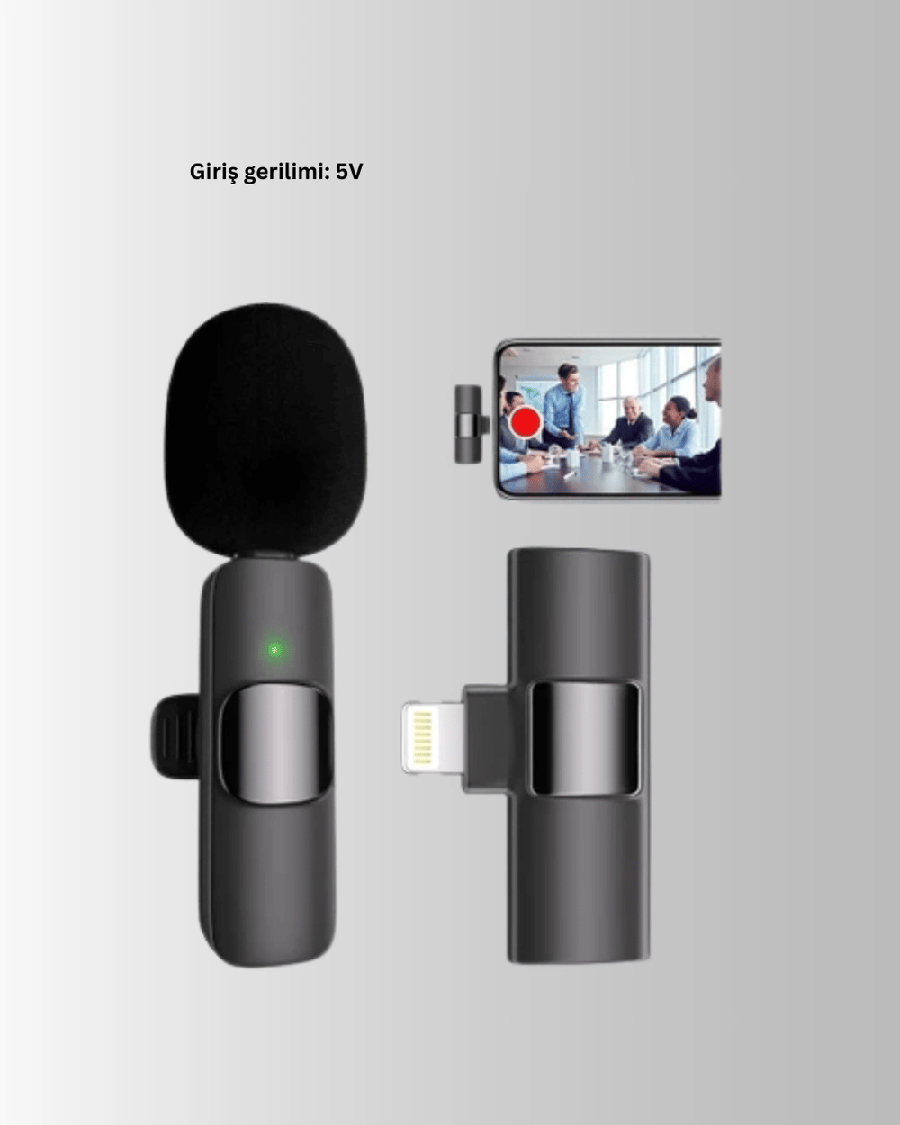iPhone İçin Çift Mikrofonlu Telsiz Yaka Mikrofonu 360 Derece HD Ses
