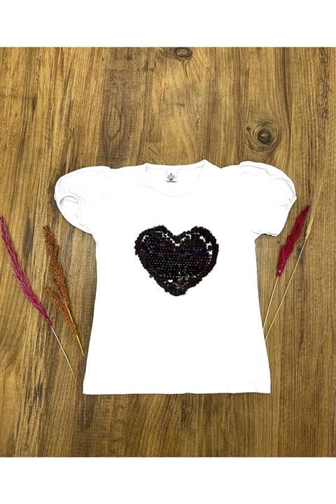 23 Nisan Kız Çocuk Beyaz Süprem Kalplı Tshirt 0-24