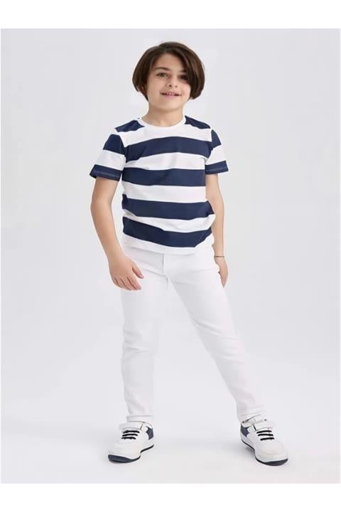ERKEK ÇOCUK BEYAZ GABARDİN LİKRALI KOT PANTOLON