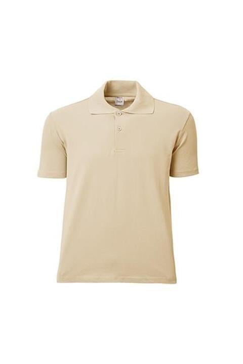 Polo Yaka Tişört Bej Taş Rengi Pamuklu Polo Yakalı Tshirt
