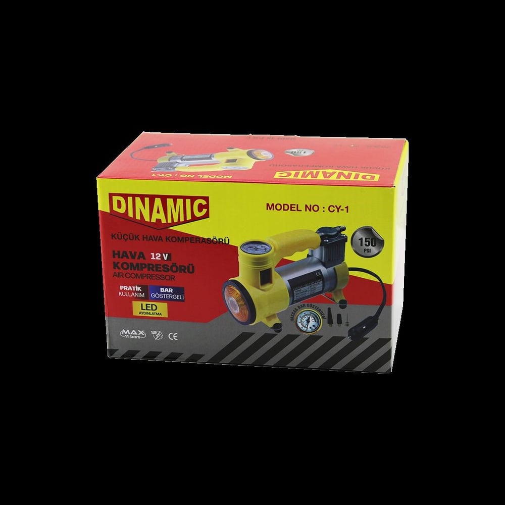 12V 150 PSI Araç Hava Kompresörü - Bar Göstergeli & LED