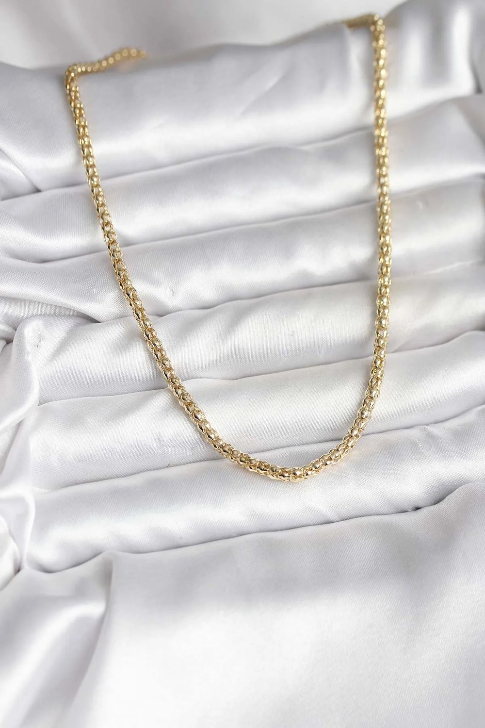 14K Gold Renk Kaplama Boru Zincir Model CM Kadın Kolye