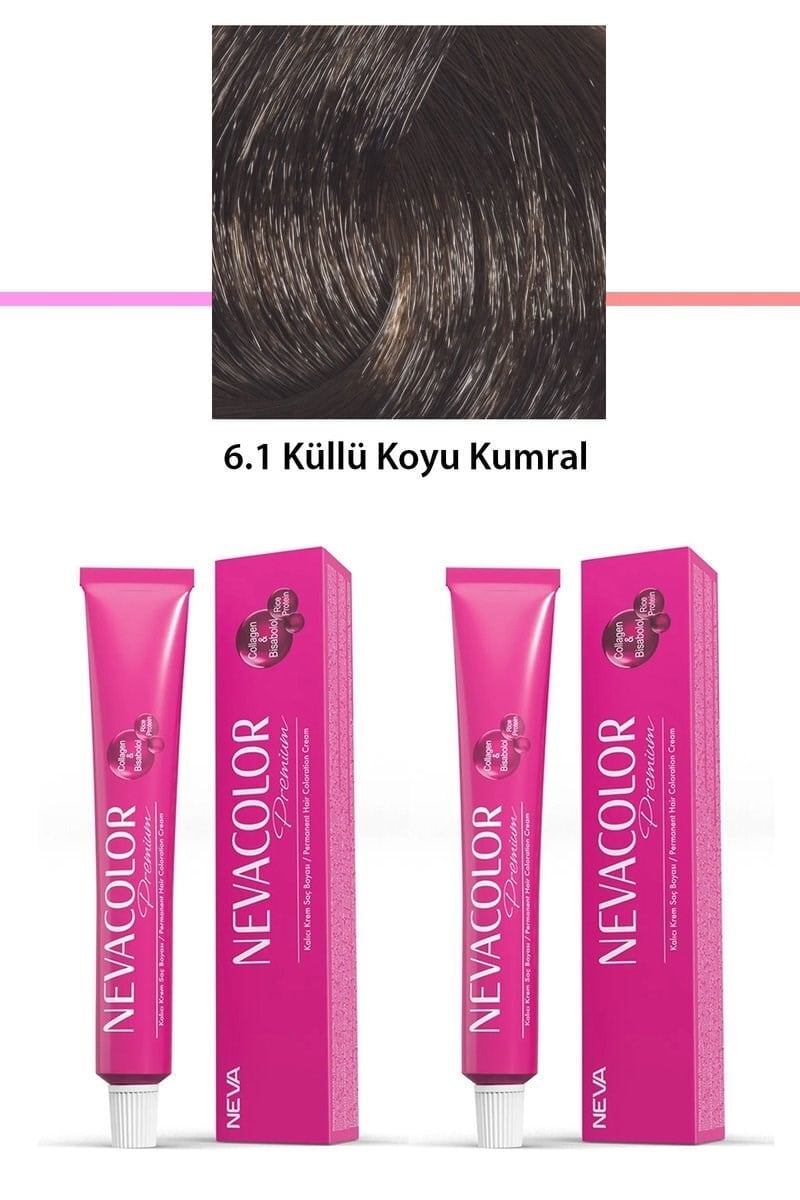 2 li Set Premium 6.1 Küllü Koyu Kumral - Kalıcı Krem Saç Boyası 2 X 50 g Tüp