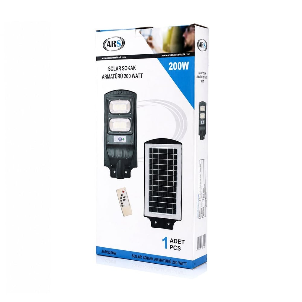 200W 6500K Sensörlü Güneş Enerjili Sokak Lambası