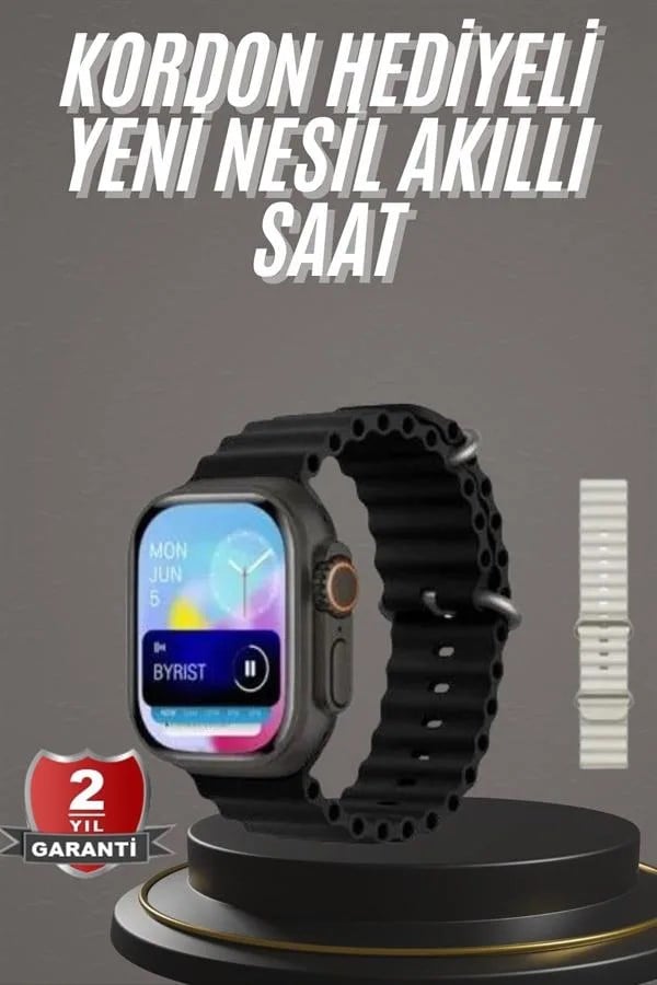 2025 Model Akıllı Saat Çift Kordon Ios Ve Android Arama Cevaplama Sesli Asistan
