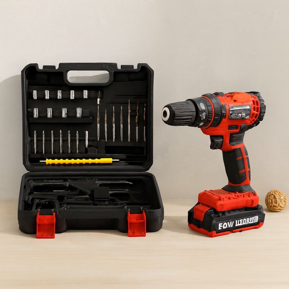 24W Şarjlı Matkap Seti 1350 RPM Çantalı (Kırmızı)