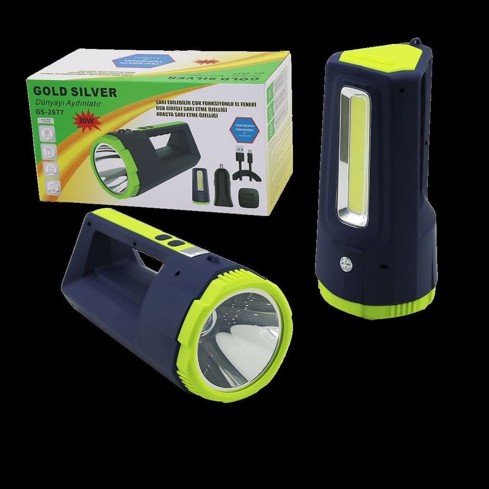 2in1 30W/10W COB LED USB & Oto Şarjlı El Feneri Projektör
