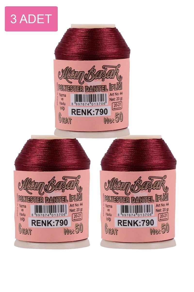 3 Adet Altınbaşak Oya ve Dantel İpi 20 gr - Royaleks - No: 790