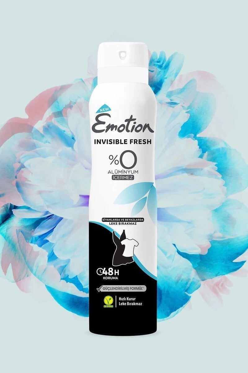 3 Adet Emotion Invisible Fresh Black & White Kadın Deodorant 150ml Vegan, Leke Bırakmaz
