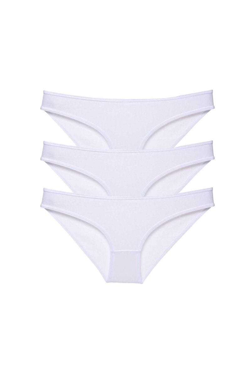 3 adet Süper Eko Set Likralı Kadın Slip Külot Beyaz
