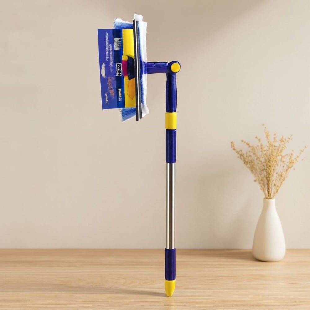 360° Başlıklı Uzayan Saplı 2li Cam Sil ve Mikrofiber Mop 24.5 cm (85-133 cm)