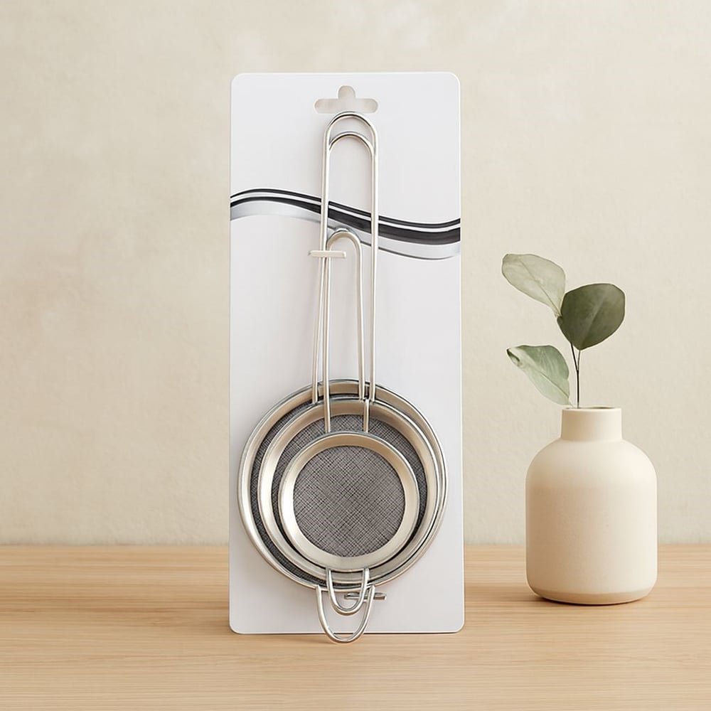 3lü Mini Tel Süzgeç Seti (5-7-8 cm) Metal Çerçeve