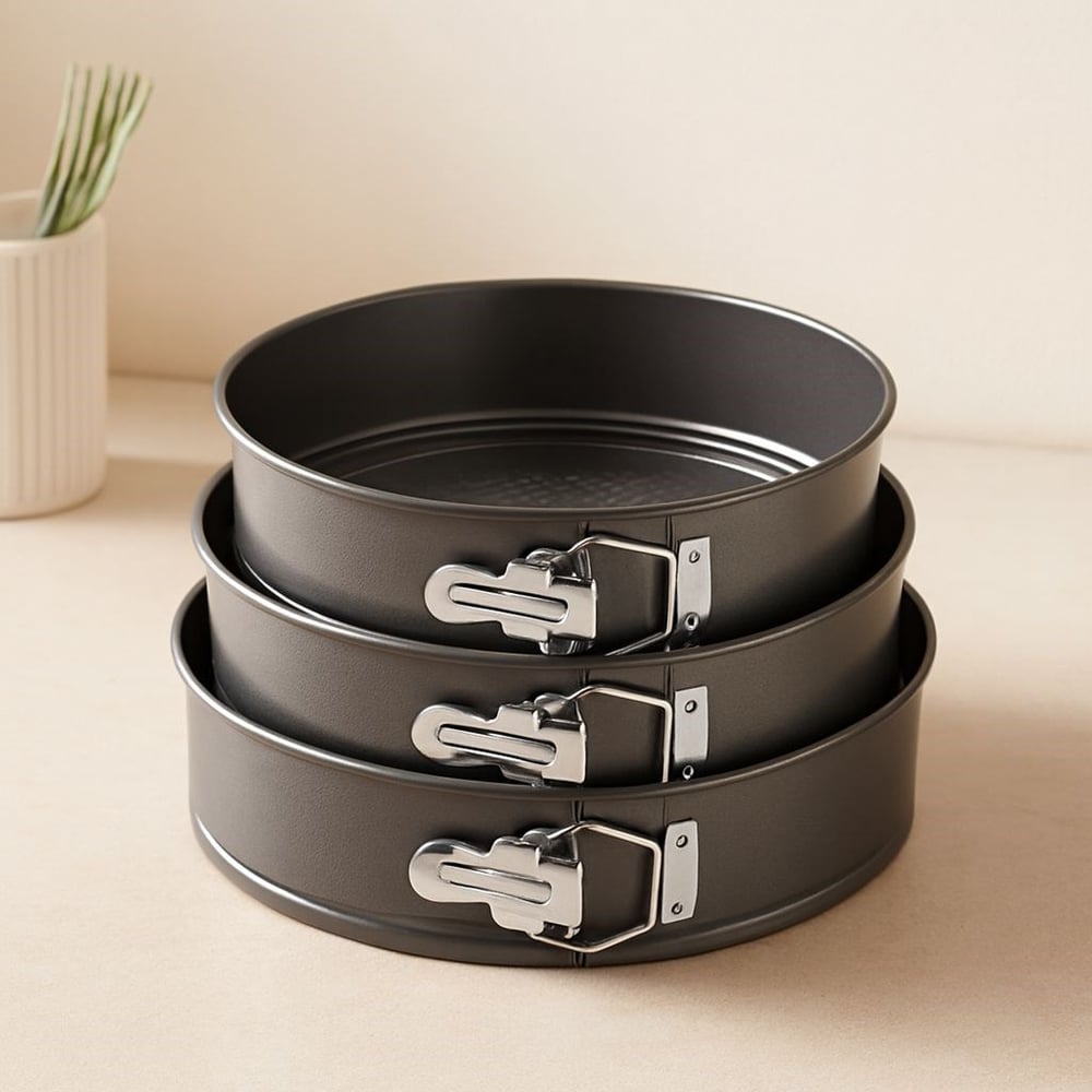 3lü Yuvarlak Metal Kelepçeli Kek Kalıp Seti 24-26-28 cm