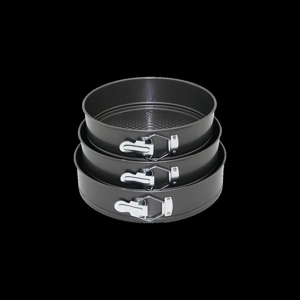 3lü Yuvarlak Metal Kelepçeli Kek Kalıp Seti 24-26-28 cm