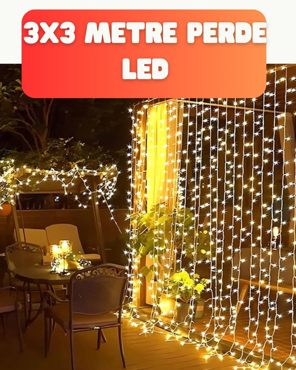 3x3 Metre Şelale LED Perde Işık İç Dış Mekân Dekorasyonu