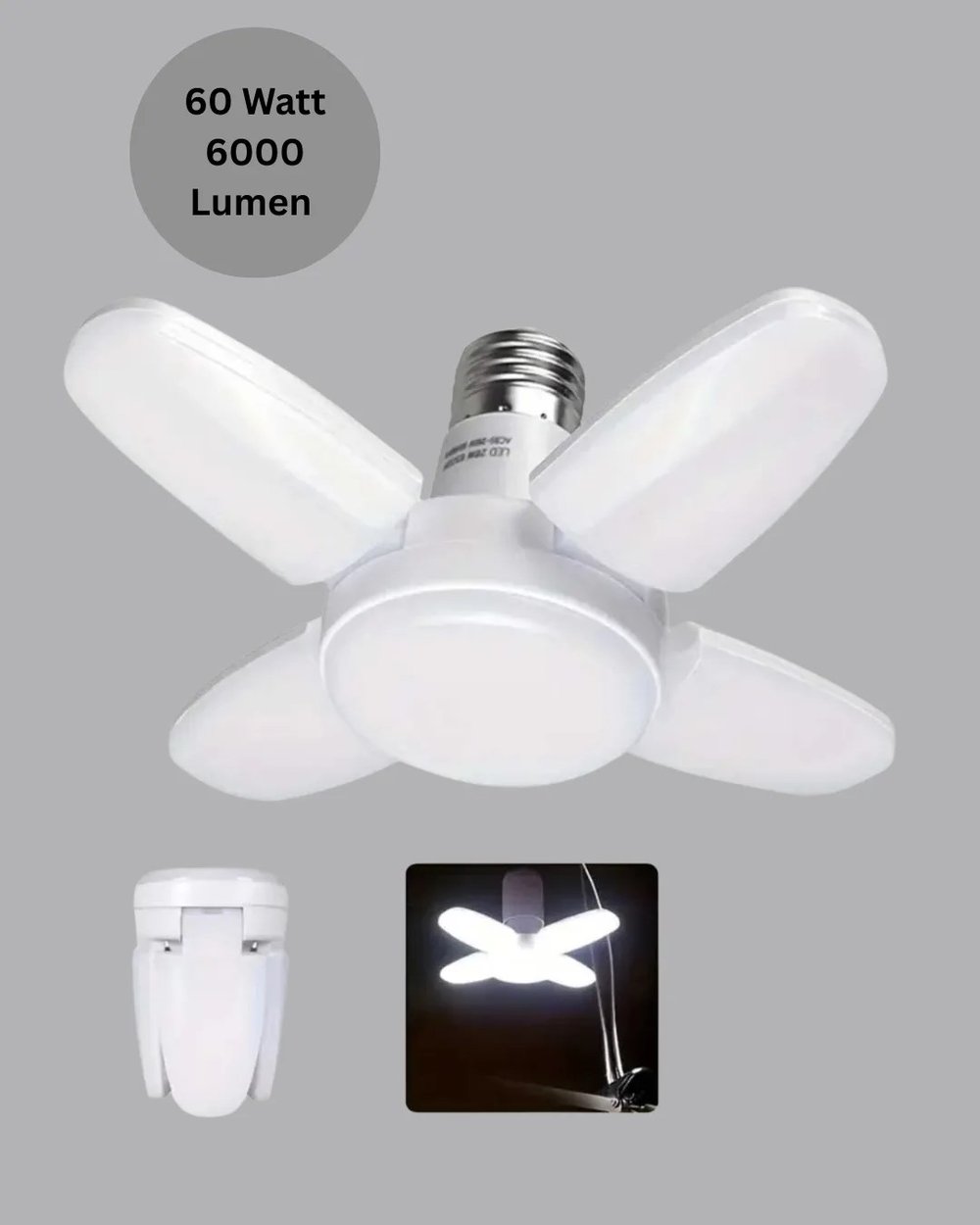 4 Kollu Katlanır Pervane LED Ampül 60 Watt Yüksek Aydınlatma ve Enerji Tasarrufu